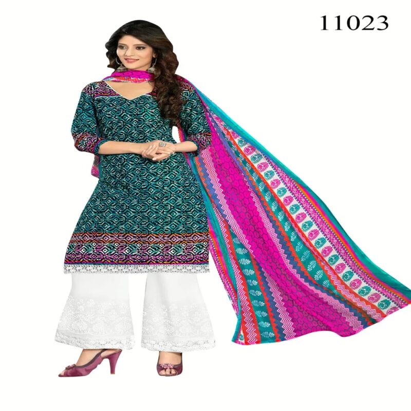 Viva N Diva Green Colored Cotton Printed Suit