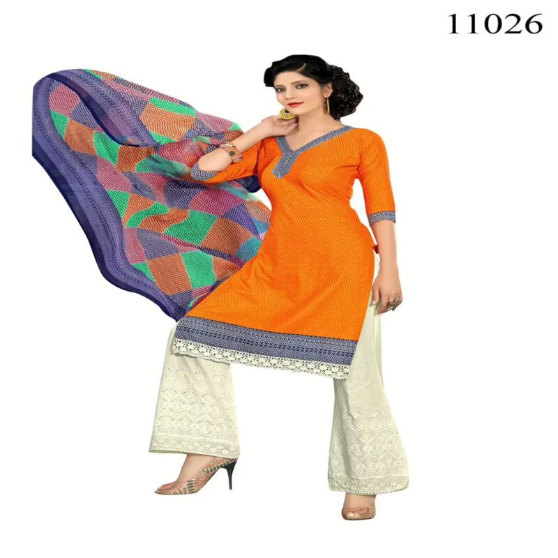Viva N Diva Orange Colored Cotton Printed Suit.