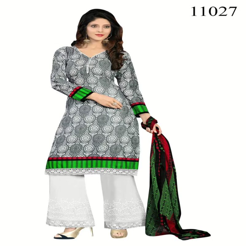 Viva N Diva Grey Colored Cotton Printed Suit.