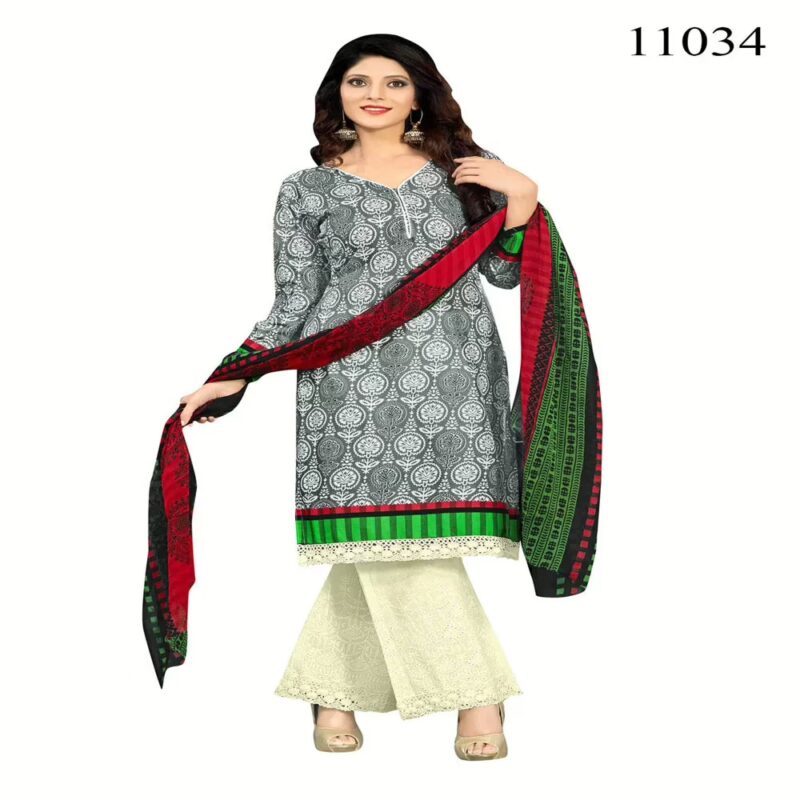 Viva N Diva Grey Colored Cotton Printed Suit.