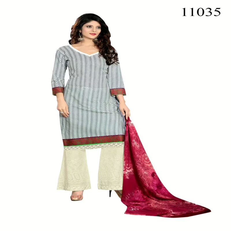 Viva N Diva Grey Colored Cotton Printed Suit.