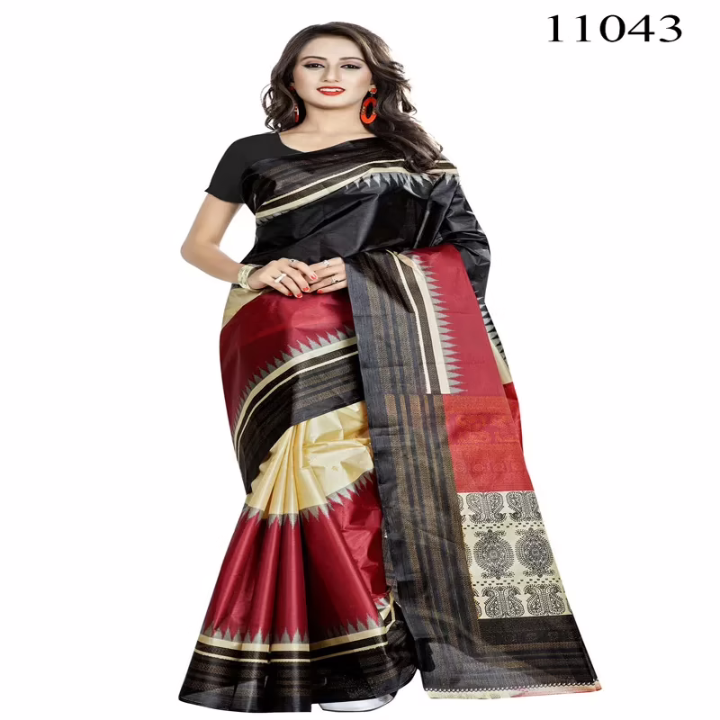 Viva N Diva Multi Colored Women'S Taffeta Printed Saree.