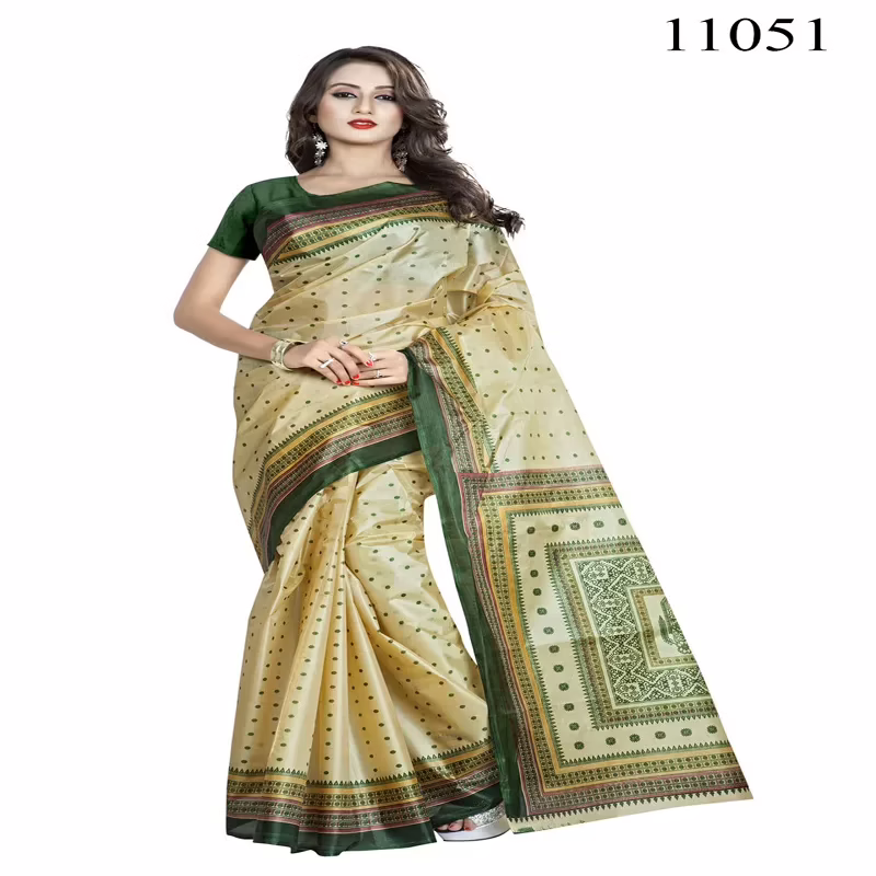 Viva N Diva Beige Colored Women'S Taffeta Printed Saree.