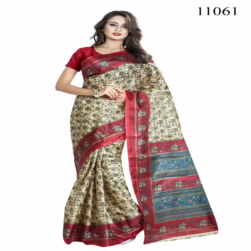 Viva N Diva Maroon Colored Women'S Taffeta Printed Saree.