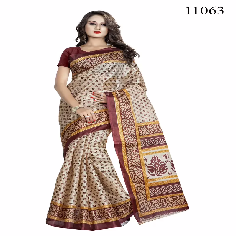 Viva N Diva Multi Colored Women'S Taffeta Printed Saree.