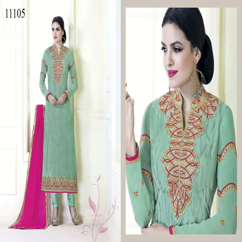 Viva N Diva Sea Green Colored Faux Georgette Suit