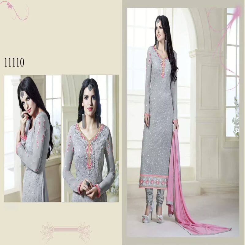 Viva N Diva Grey Colored Faux Georgette Suit.