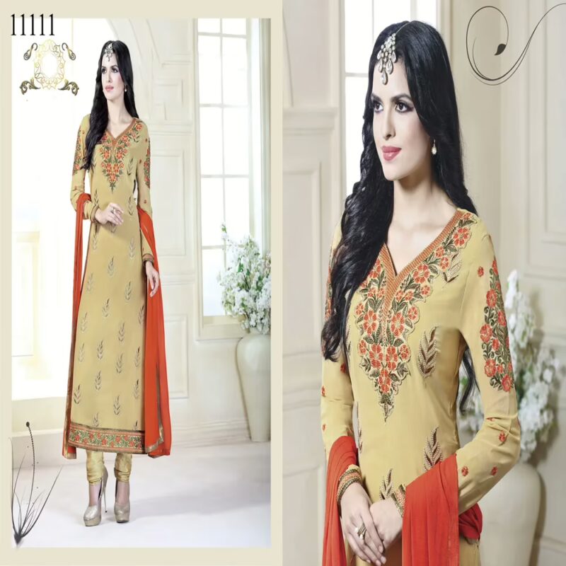 Viva N Diva Beige Colored Faux Georgette Suit.