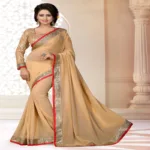 Viva N Diva Beige Colored Georgette Saree.