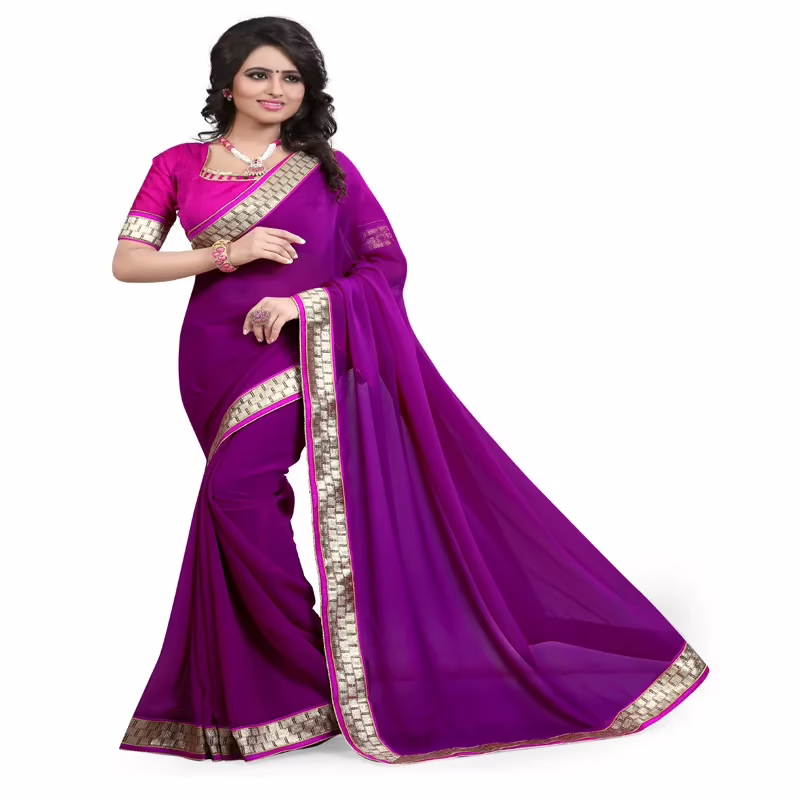 Viva N Diva Magenta Colored Georgette Saree.