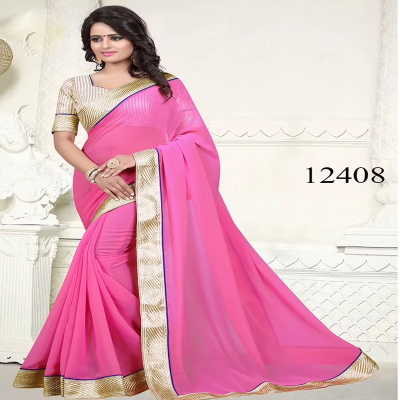 Viva N Diva Pink Colored Georgette Saree.