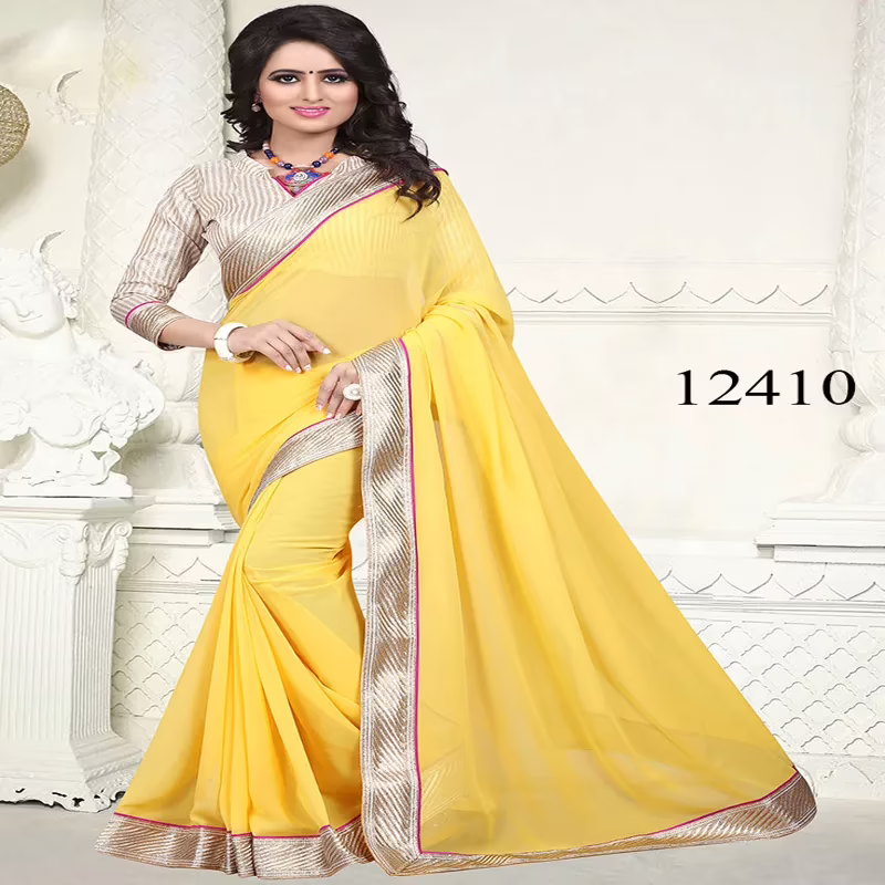 Viva N Diva Yellow Colored Georgette Saree.