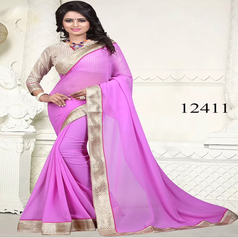 Viva N Diva Pink Colored Georgette Saree.