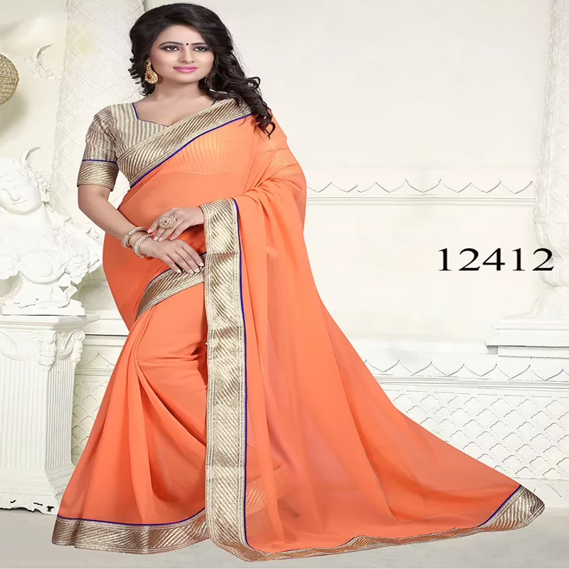 Viva N Diva Orange Colored Georgette Saree.