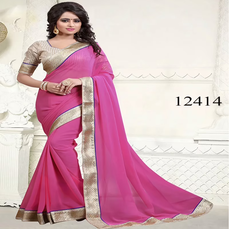 Viva N Diva Pink Colored Georgette Saree.