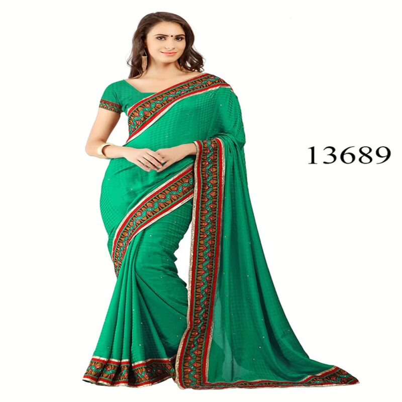 Viva N Diva Green Colored Jacquard Saree