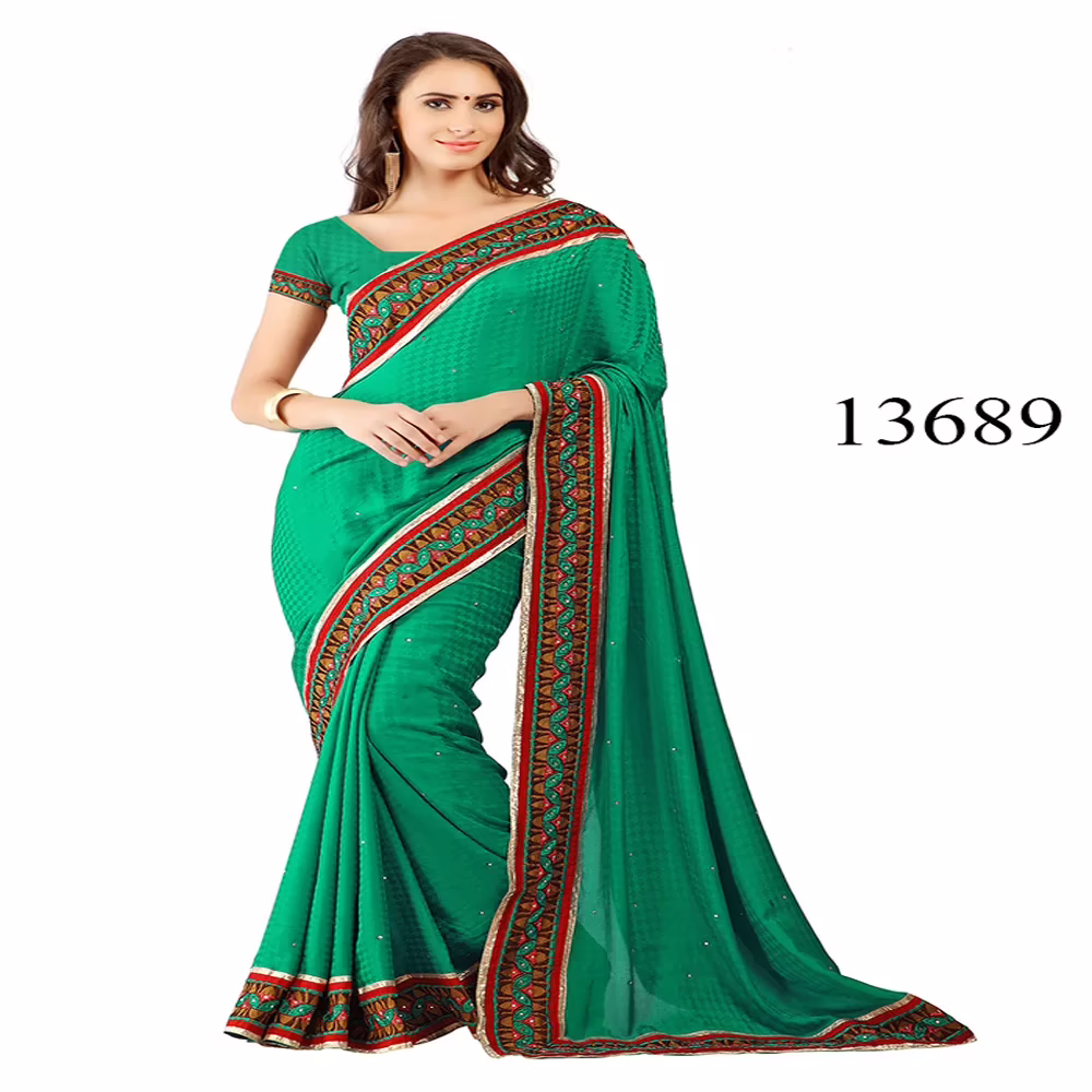 Viva N Diva Green Colored Jacquard Saree
