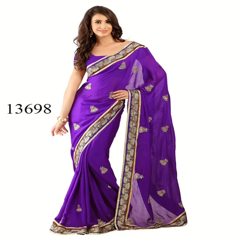 Viva N Diva Purple Colored Satin Chiffon Saree