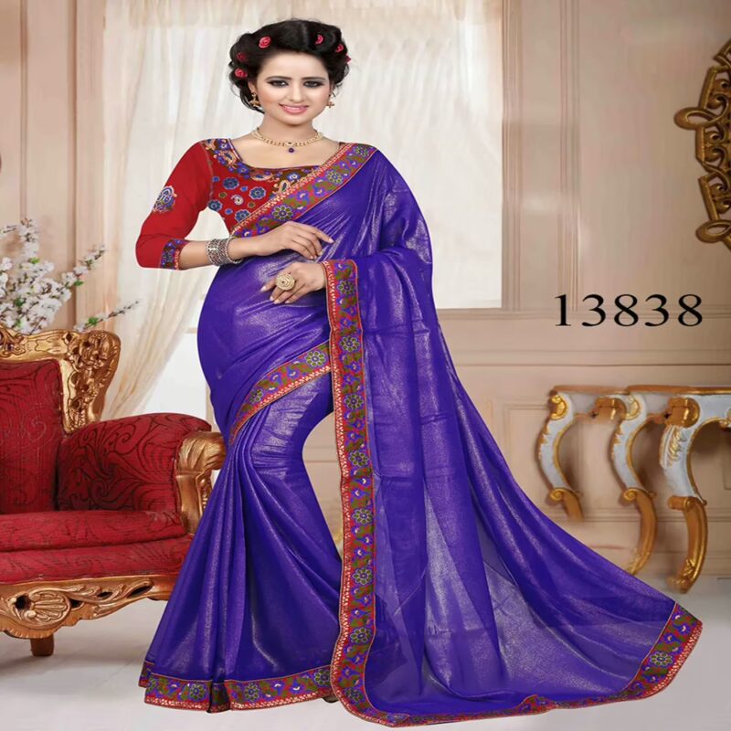 Viva N Diva Purple Colored Georgette Double Coting Saree