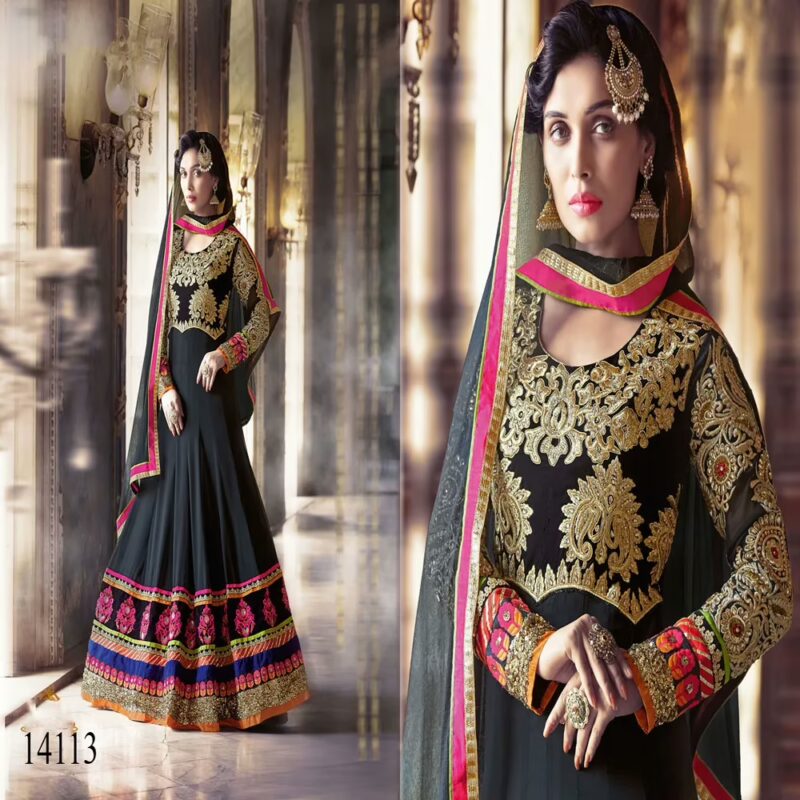 Viva N Diva Black Colored Pure Georgette Suit