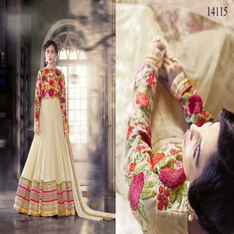 Viva N Diva Beige Colored Pure Georgette Suit.