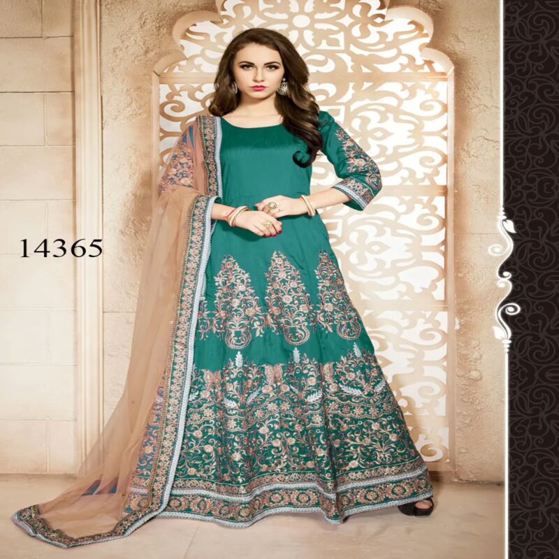 Viva N Diva Green Colored Banglori Silk Suit.