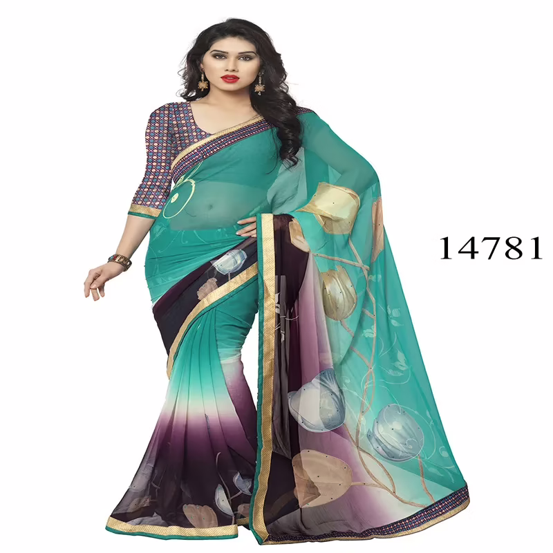 Viva N Diva Green Colored Chiffon