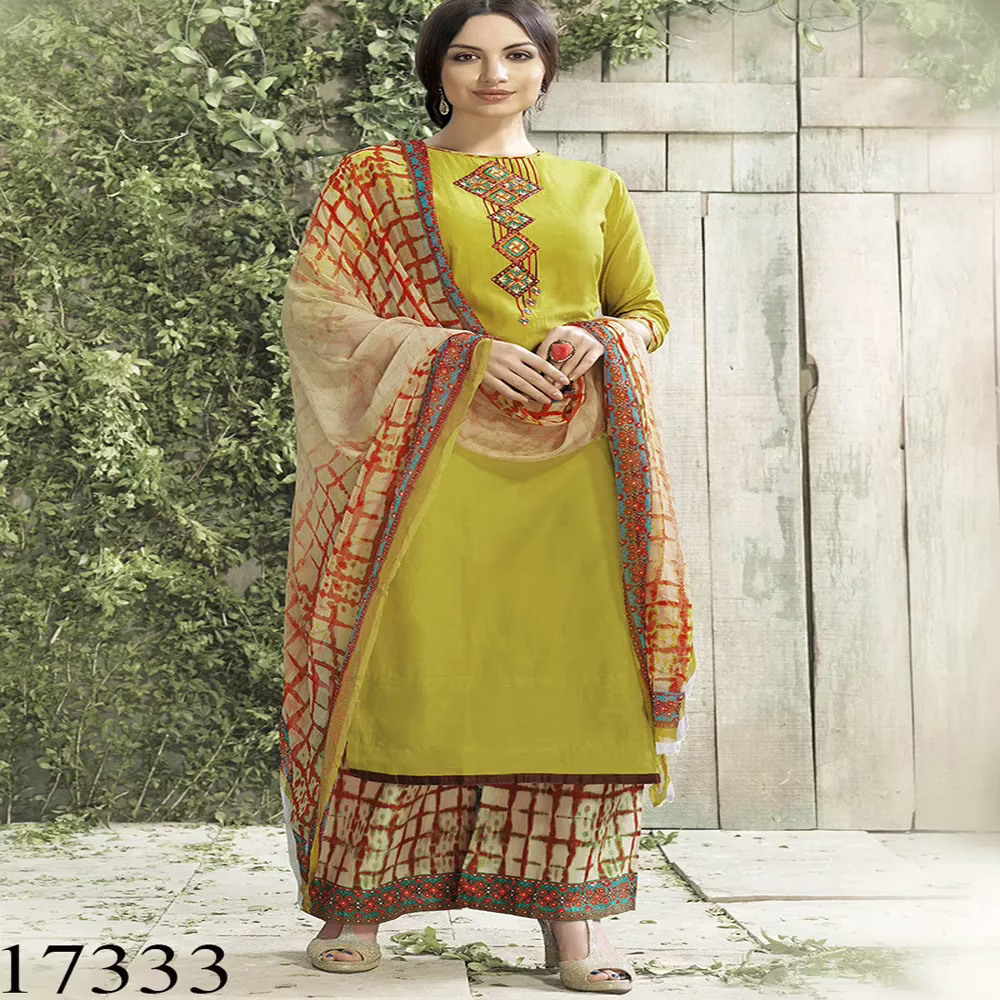 Viva N Diva Yellow Colored Satin Cotton Suit.