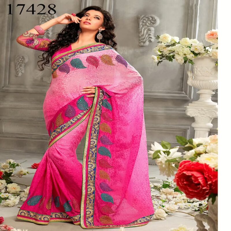 Viva N Diva Pink Colored Crepe Saree