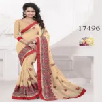 Viva N Diva Beige Colored Georgette Saree.
