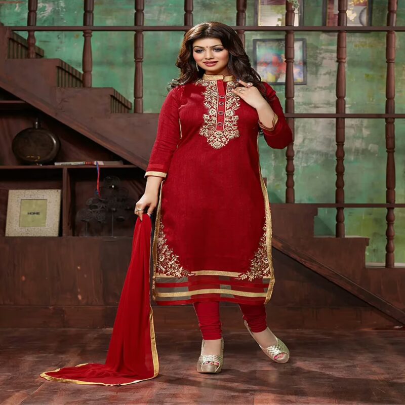 Viva N Diva Red Colored Bhagalpuri Suit.
