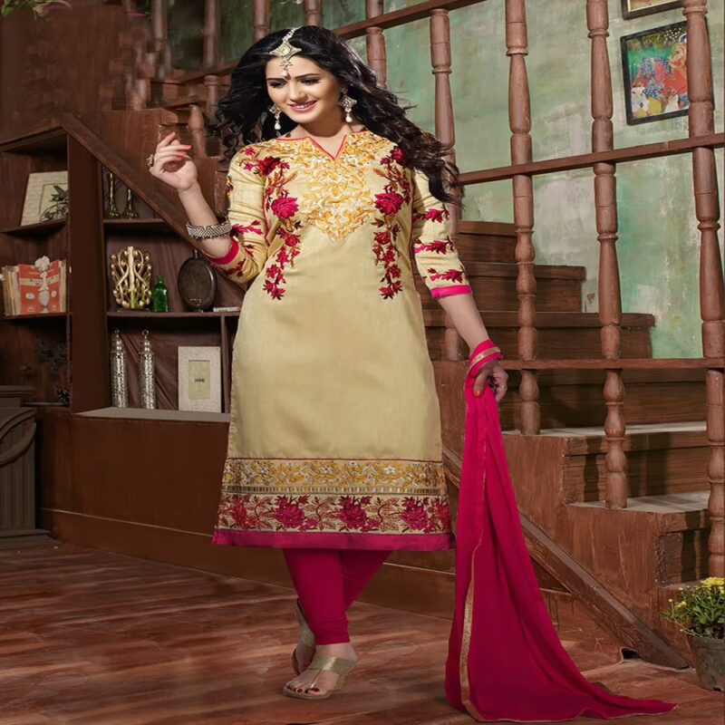 Viva N Diva Beige Colored Bhagalpuri Suit.