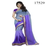 Viva N Diva Grey & Purple Colored Chiffon Saree