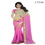 Viva N Diva Pink & Beige Colored Chiffon Saree.