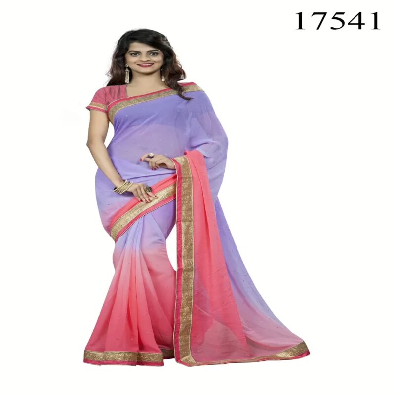 Viva N Diva Purple & Peach Colored Chiffon Saree.