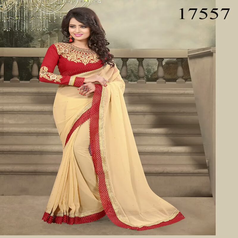 Viva N Diva Beige Colored 60 Gm. Georgette Saree