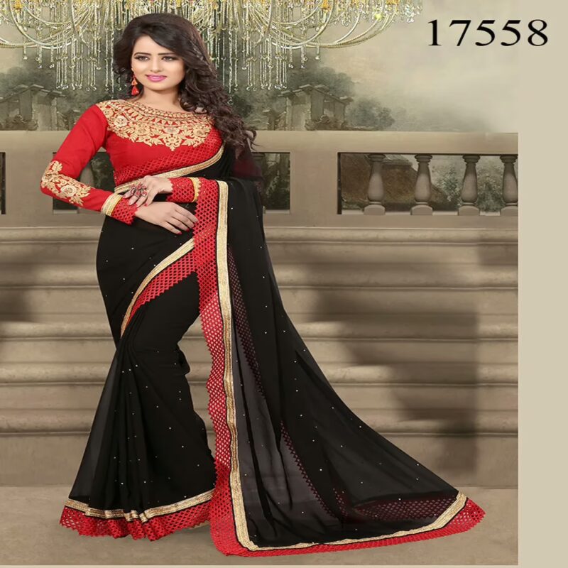 Viva N Diva Black Colored 60 Gm. Georgette Saree