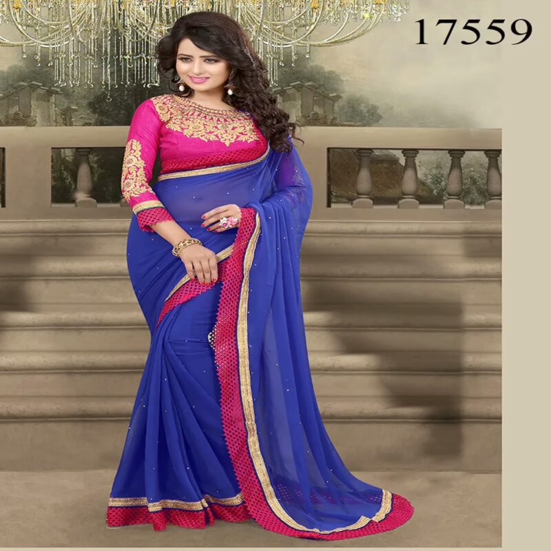 Viva N Diva Blue Colored 60 Gm. Georgette Saree