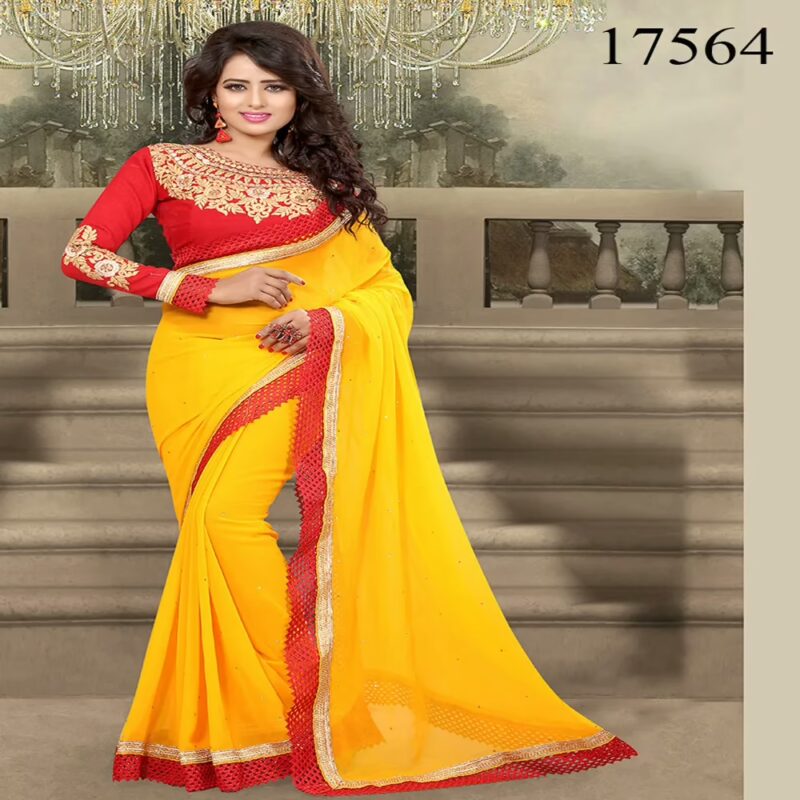 Viva N Diva Yellow Colored 60 Gm. Georgette Saree