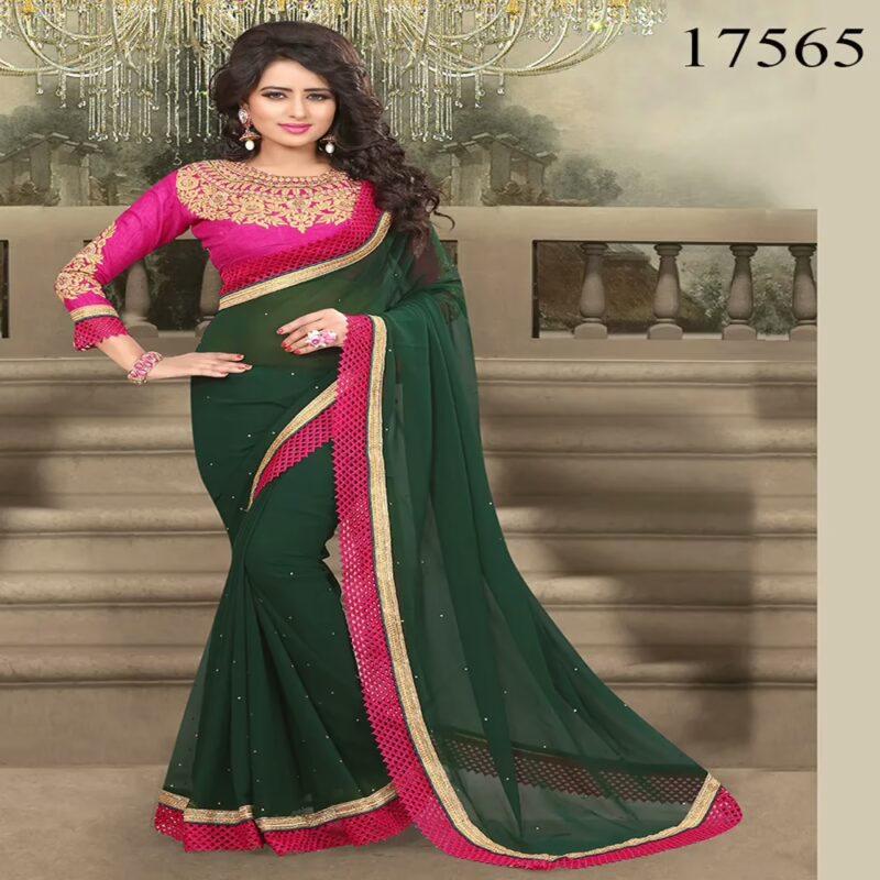 Viva N Diva Green Colored 60 Gm. Georgette Saree
