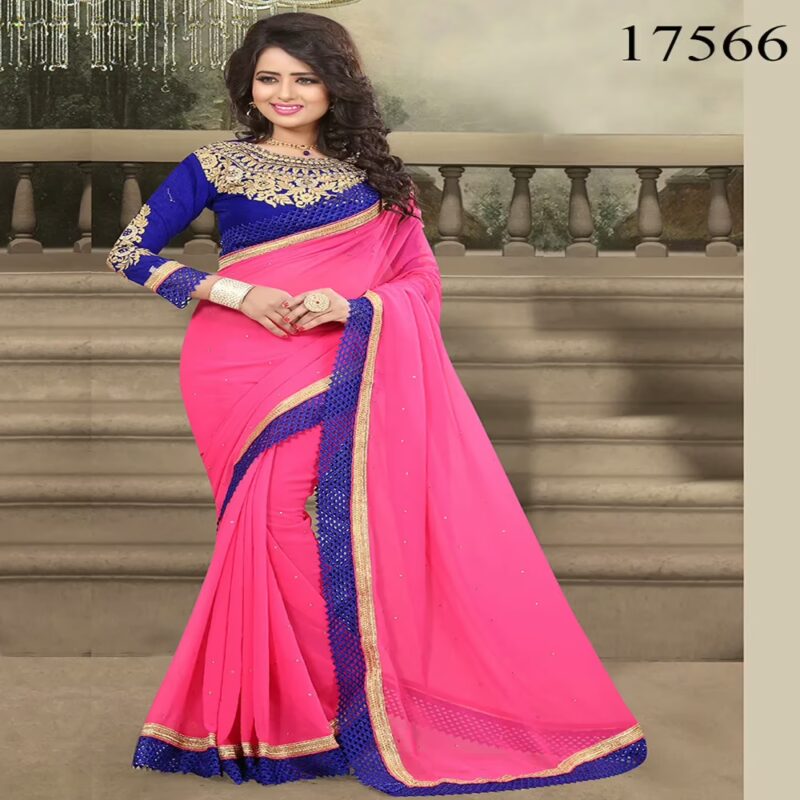 Viva N Diva Pink Colored 60 Gm. Georgette Saree