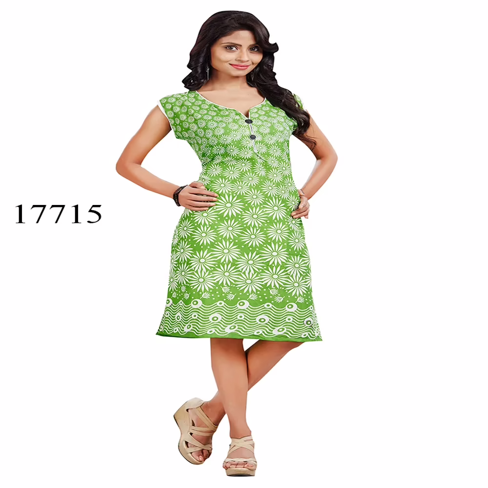 Viva N Diva Green Colored Cotton Printed Kurti