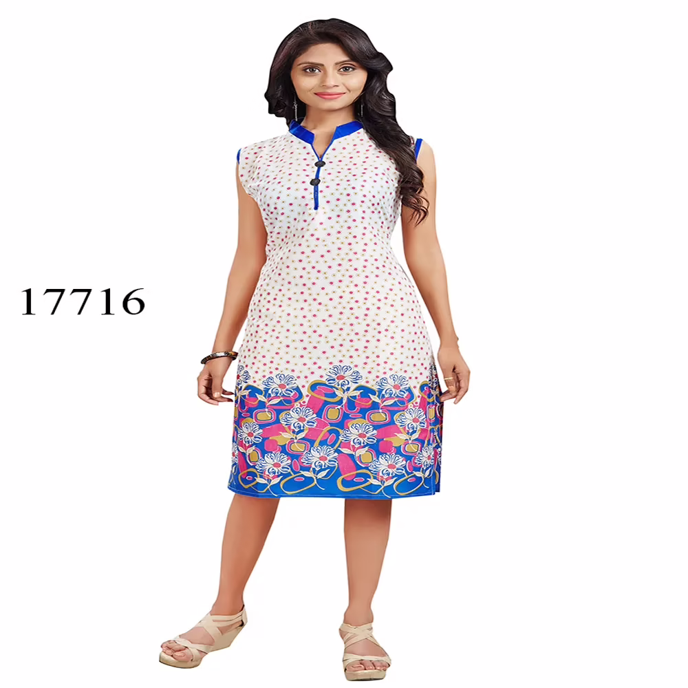 Viva N Diva Off White Colored Cotton Printed Kurti