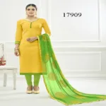 Viva N Diva Yellow Colored Cotton Jacquard Suit