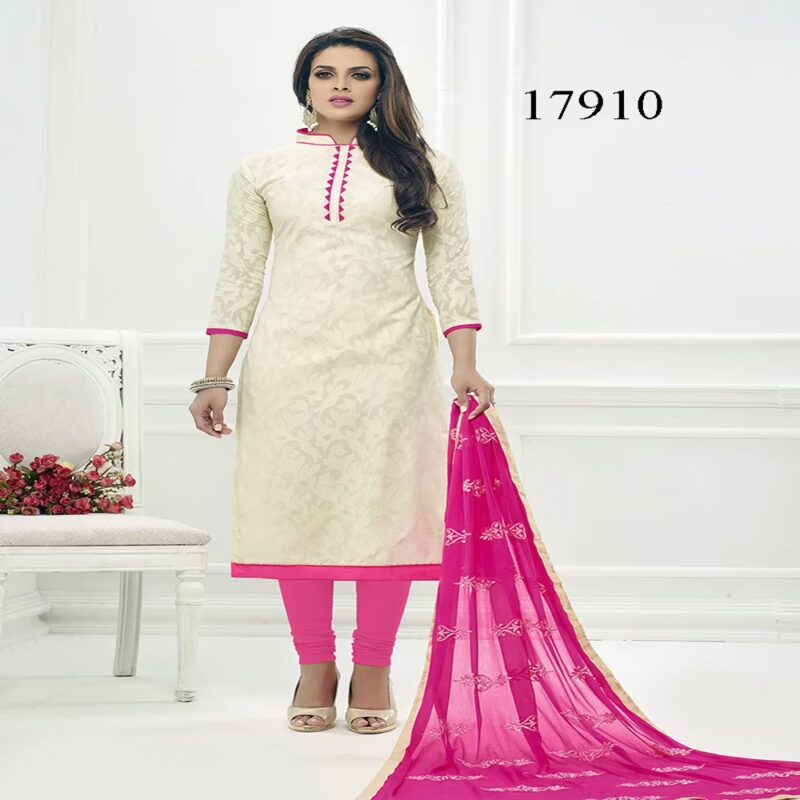Viva N Diva Off White Colored Cotton Jacquard Suit.