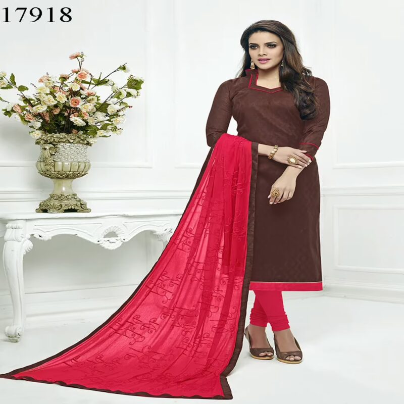 Viva N Diva Brown Colored Cotton Jacquard Suit.