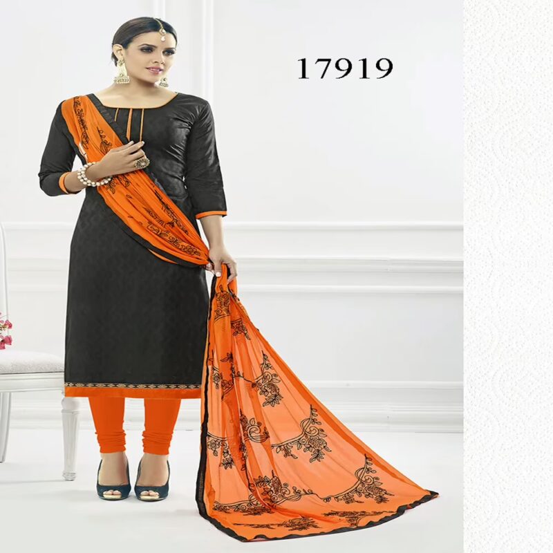 Viva N Diva Black Colored Cotton Jacquard Suit.