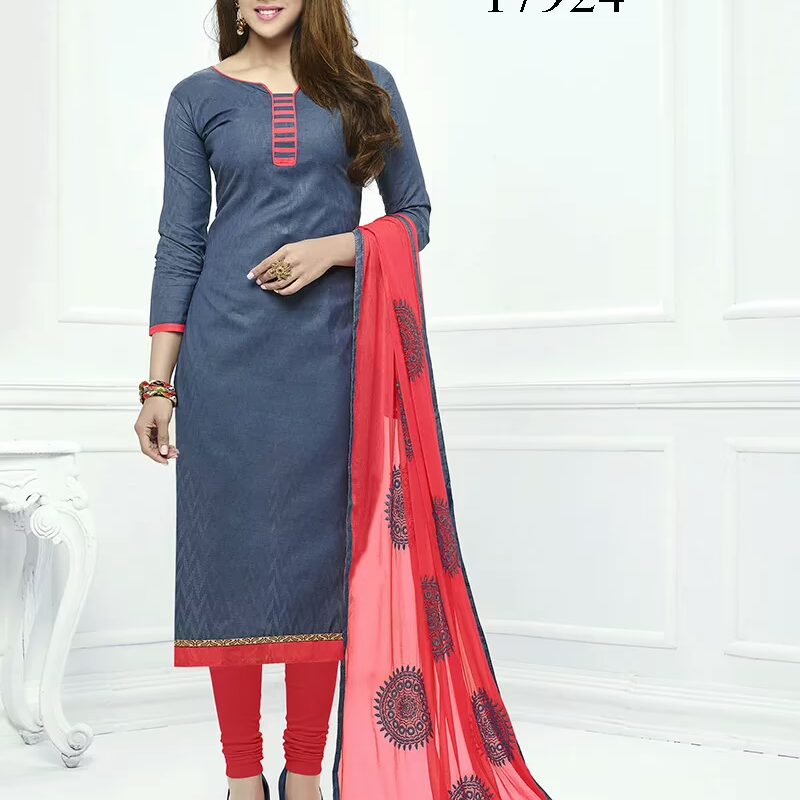 Viva N Diva Blue Colored Cotton Jacquard Suit.