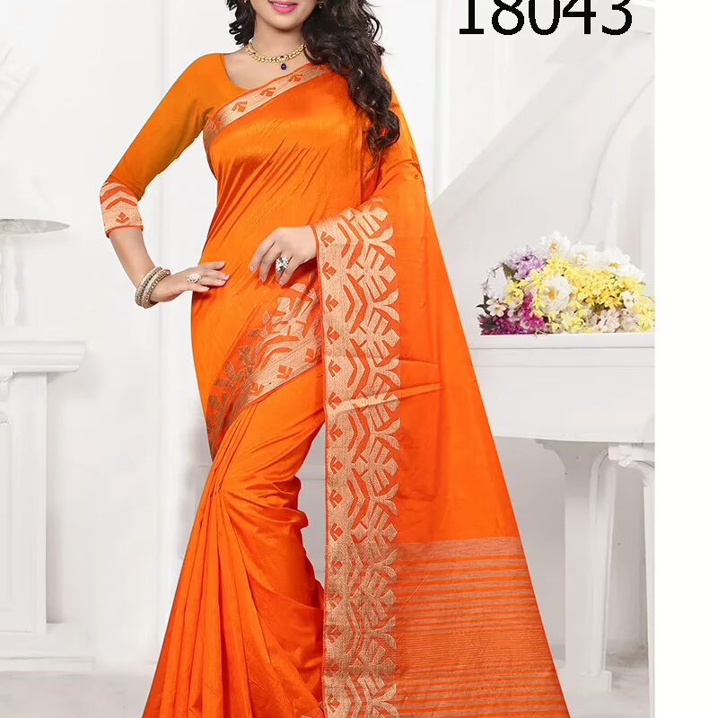 Viva N Diva Orange Colored Banarasi Silk Saree.