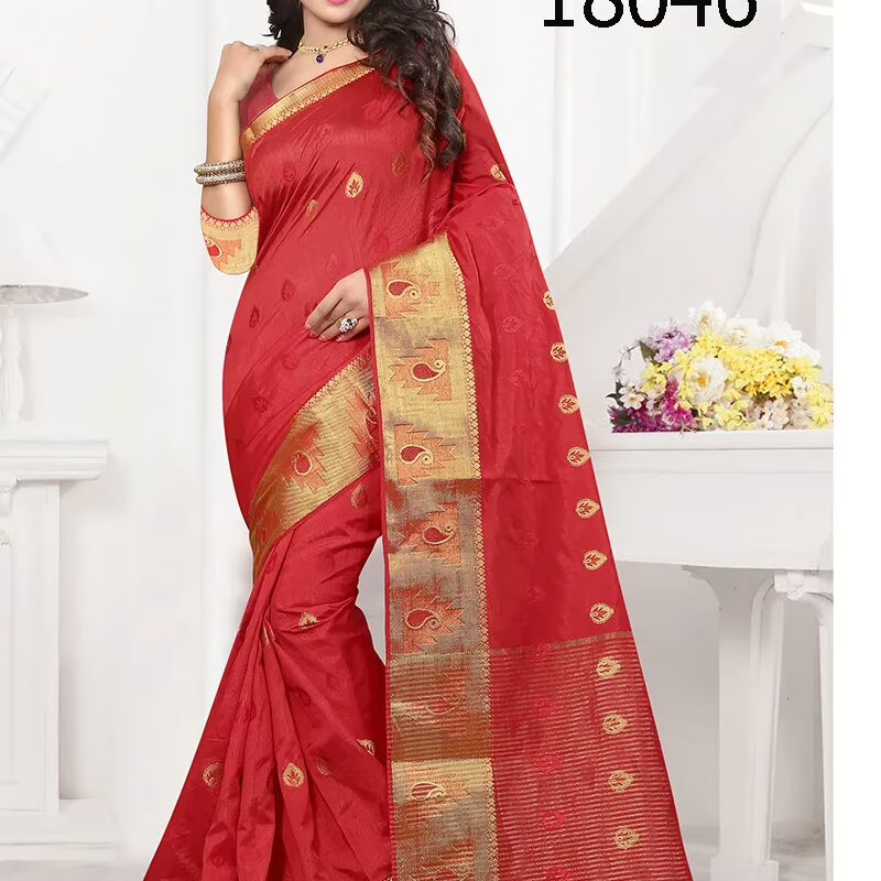 Viva N Diva Red Colored Banarasi Silk Saree.